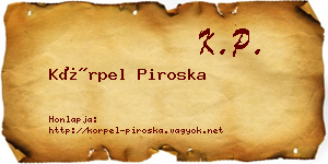 Körpel Piroska névjegykártya